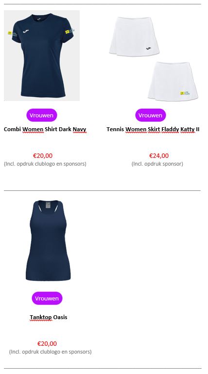 Kledij dames clubshop