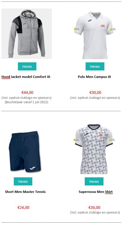 Kledij heren clubshop